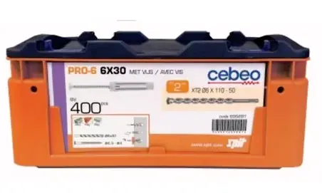 SPIT - Coffret chevilles Pro-6 6x30 avec vis 400 pièces + 2 forets XT2 D.6x110-50